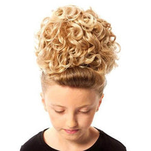 Load image into Gallery viewer, Keara Irish Dancing Single Curl Hair Bun Wig in Various Colors Second Front View CorrsIrishShoes.com