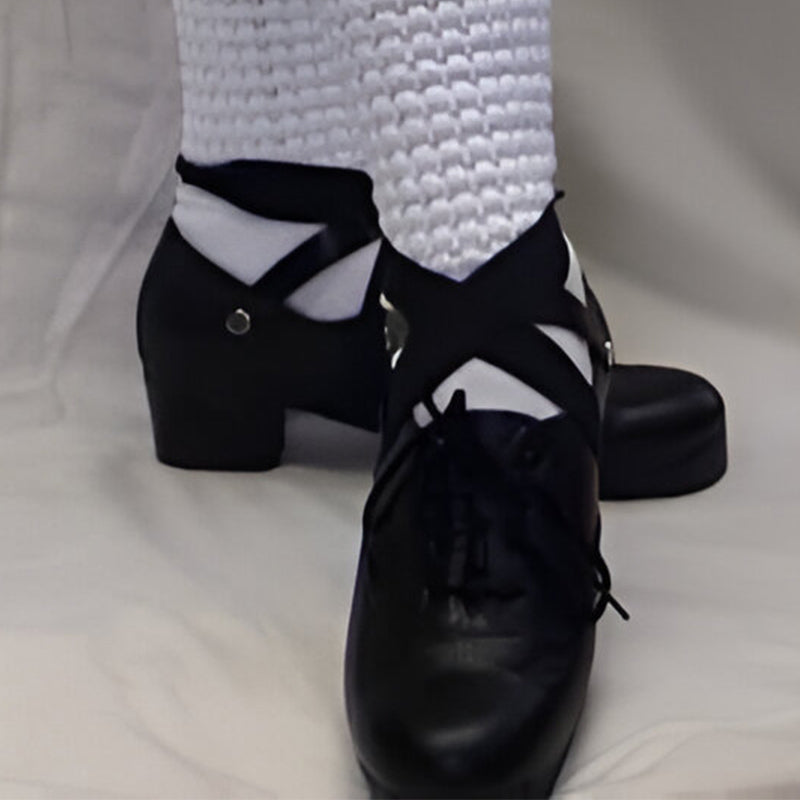 Irish Dance Jig Shoes Black Elastics