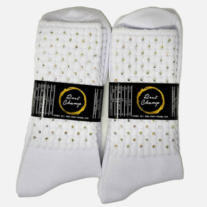 Ankle Length Irish Dance Poodle Socks with AB Crystals