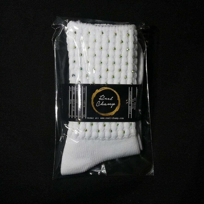 Ankle Length Irish Dance Poodle Socks with AB Crystals