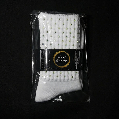 Ankle Length Irish Dance Poodle Socks with AB Crystals