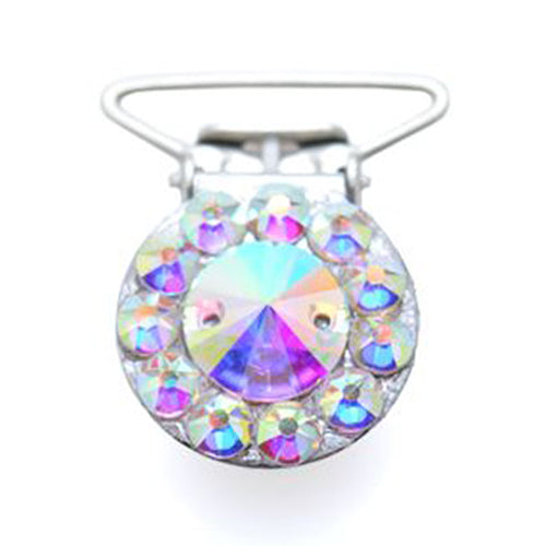 Circular Irish Dance Diamante Number Clip with Reflecting Clear AB Crystals CorrsIrishShoes.com