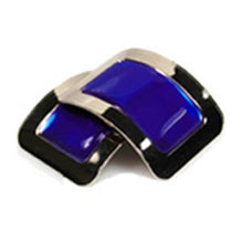 Load image into Gallery viewer, Colored Square Jig Shoe Buckles with Enamel Centres for Irish Dancers Blue Color CorrsIrishShoes.com