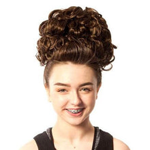 Load image into Gallery viewer, Keara Irish Dance Double Curl Hair Bun Wig Made in Ireland Front View CorrsIrishShoes.com