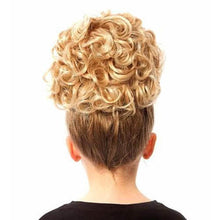 Load image into Gallery viewer, Keara Irish Dancing Single Curl Hair Bun Wig in Various Colors Reverse View CorrsIrishShoes.com
