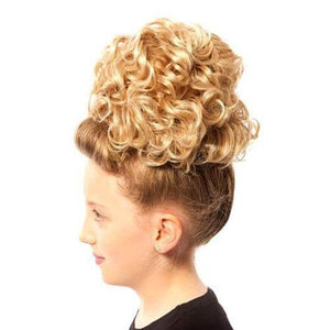 Keara Irish Dancing Single Curl Hair Bun Wig in Various Colors Side View CorrsIrishShoes.com
