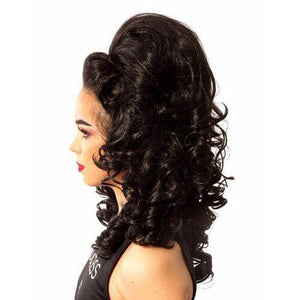 Michaela Long Length Loose Curl Hair Wig for Irish Dancing Competition Side View CorrsIrishShoes.com